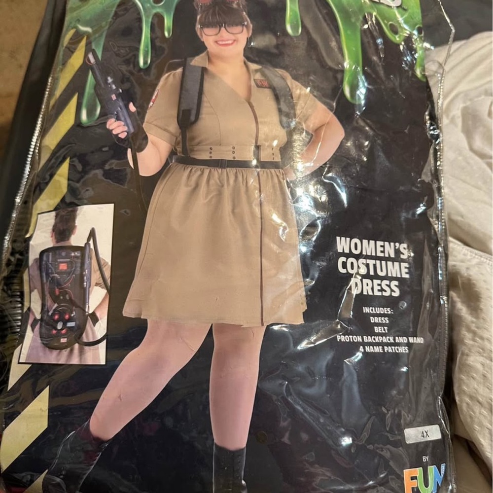 Tan Women's Halloween Ghostbusters Costume Dress with Accessories